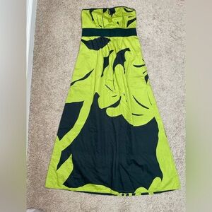 Rare Anthropologie Marimekko Maxi Rustling Treetops Dress Strapless Green Size 4
